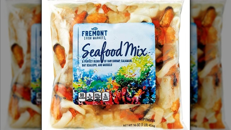 A package of Fremont Fish Market Seafood Mix