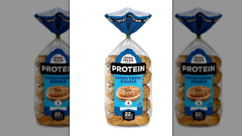 Aldi protein bagels on a white surface