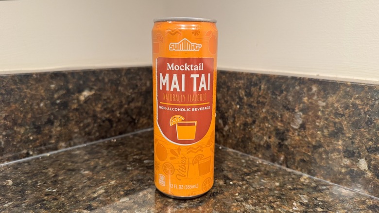 Aldi mai tai canned mocktail on countertop
