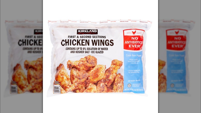 Ten pound bag of Costco Kirkland frozen chicken wings
