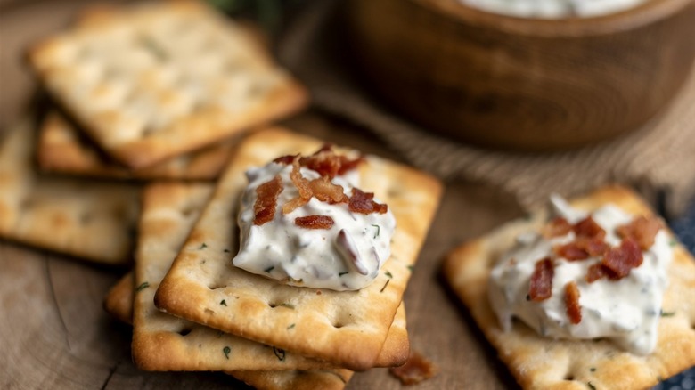 Crackers with white dip.