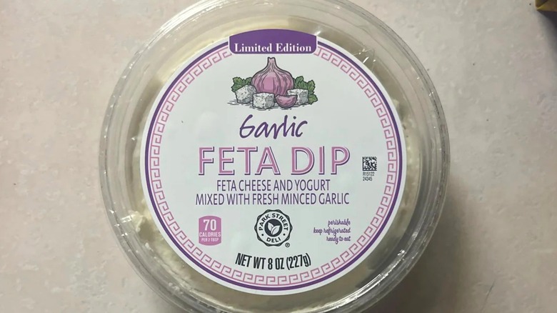 Photo of garlic feta dip on countertop