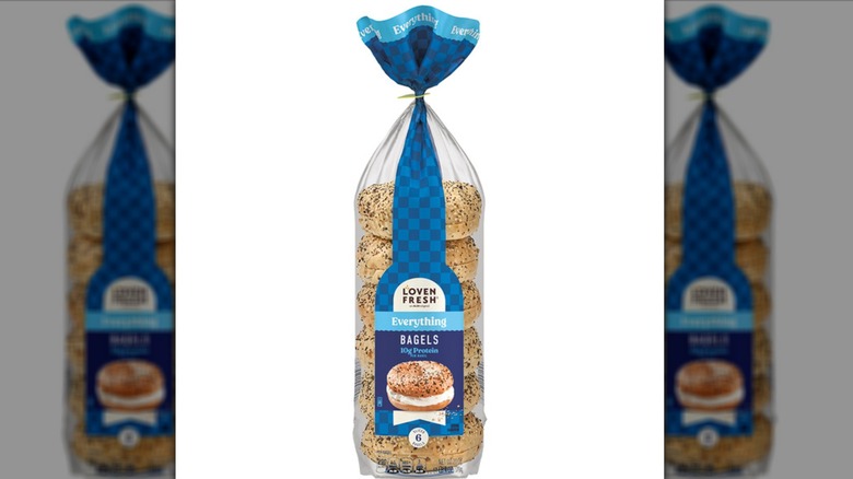 A bag of Aldi's L'oven Fresh Everything Bagels