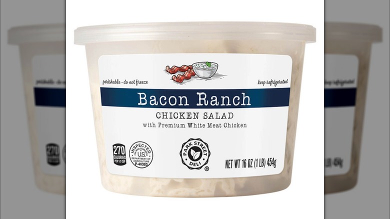 Aldi's bacon ranch chicken salad inside plastic container