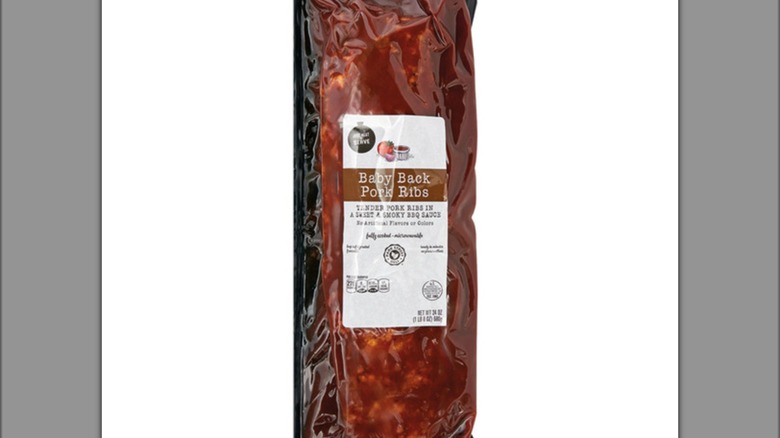 A two pound package of baby back pork ribs sold at Aldi