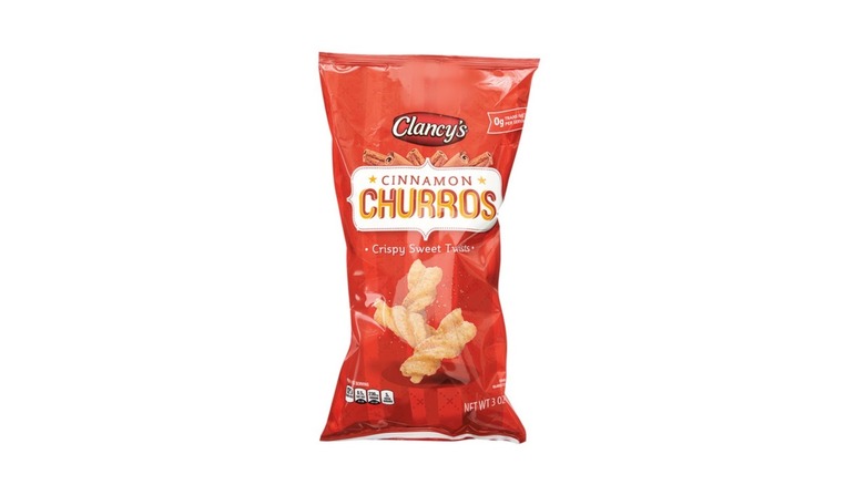 A red bag of Clancy's Cinnamon Churros