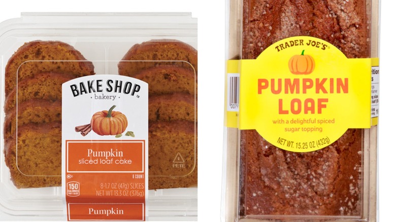 Aldi Bake Shop Pumpkin Sliced Loaf Cake and Trader Joe's Pumpkin Loaf