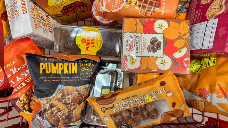 Shopping cart full of Trader Joe's finds