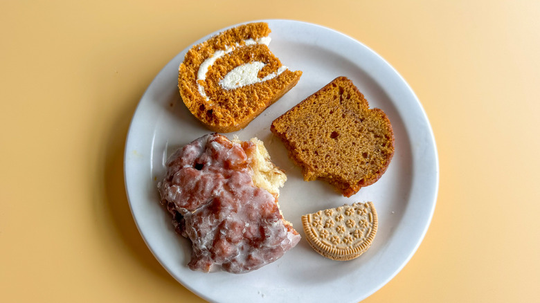 Plate of Aldi foods on yellow background