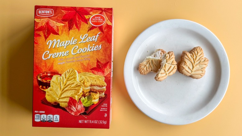 Benton's maple cookies on a yellow background