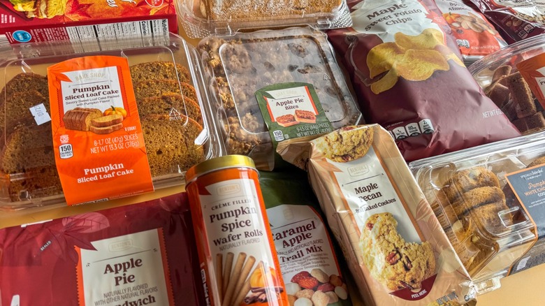 Aldi fall products on a yellow background