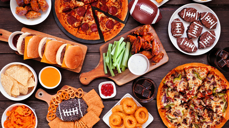 Super Bowl food spread