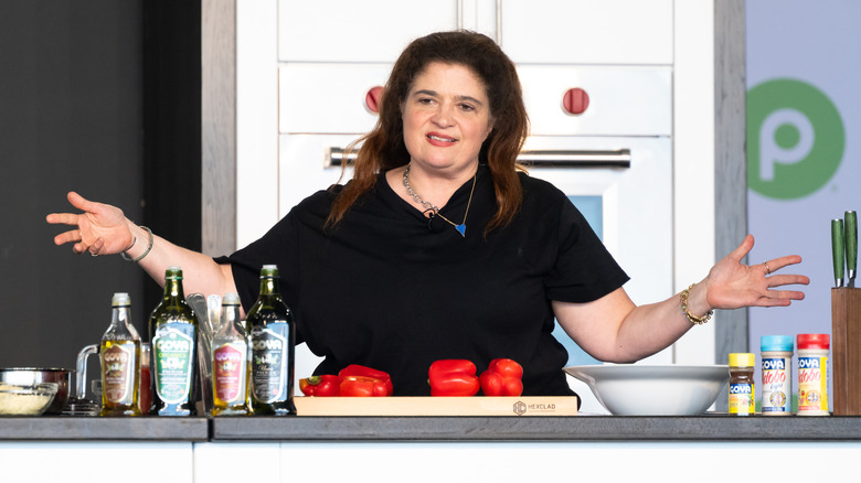 Celebrity chef Alex Guarnaschelli appears on stage at an event.