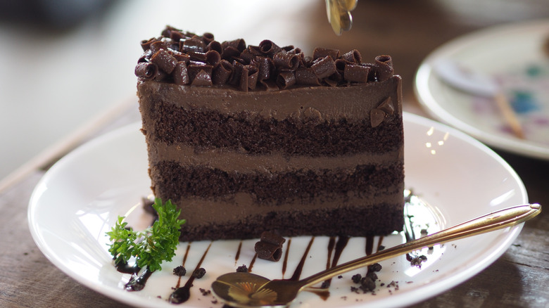 Slice of devil's food cake