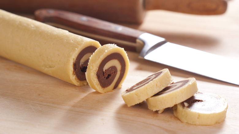 Partially sliced cookie dough log
