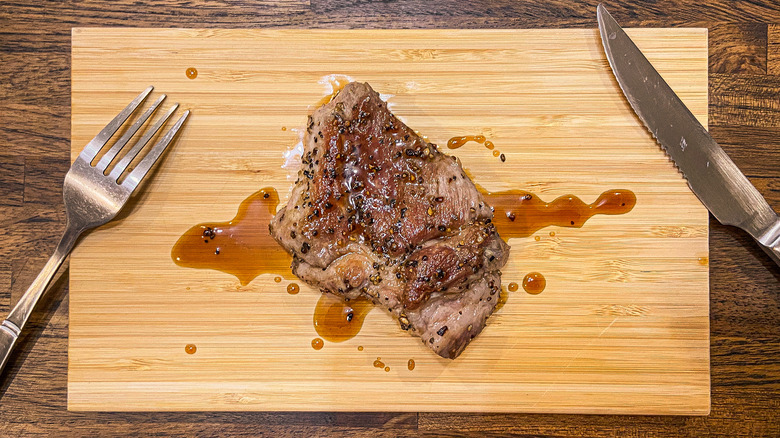 Pork chop resting before served