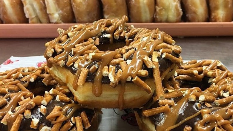 Three sweet and salty donuts from Gibson's Donuts in Memphis