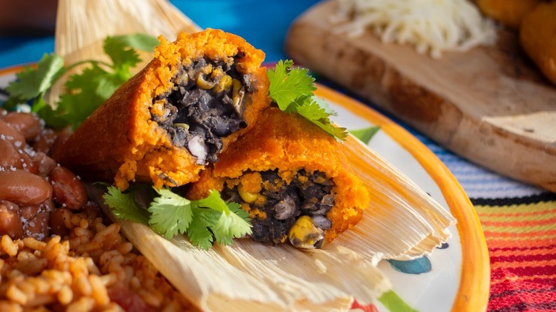 A black bean and cheese tamale at Tucson Tamale Company in Tucson, Arizona