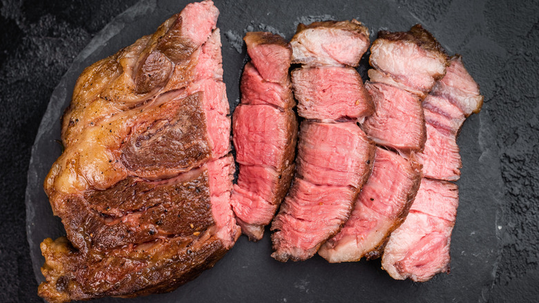 Sliced chuck eye steak