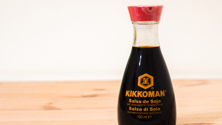 Kikkoman soy sauce in its award-winning bottle and cap design