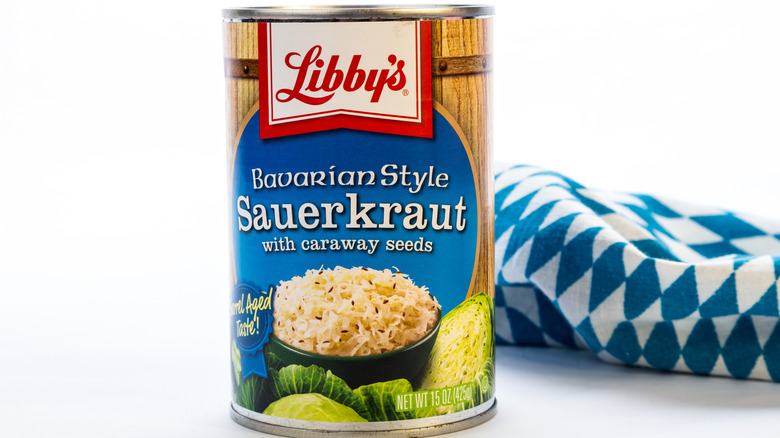 Can of Libby's Bavarian Style Sauerkraut with caraway seeds
