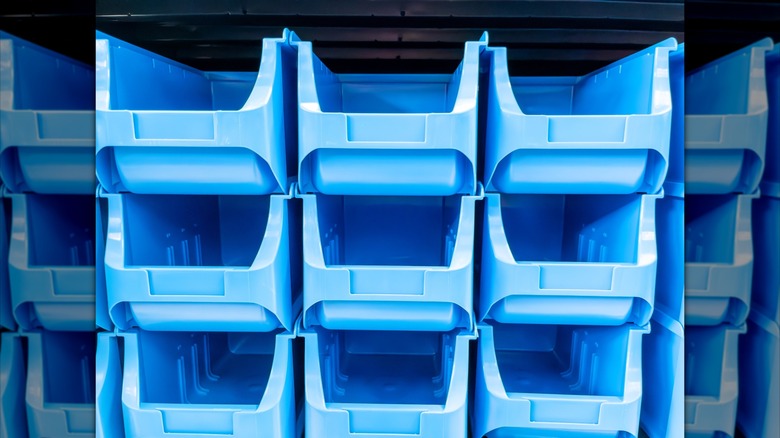Small stackable bins make for organizing pantry clutter