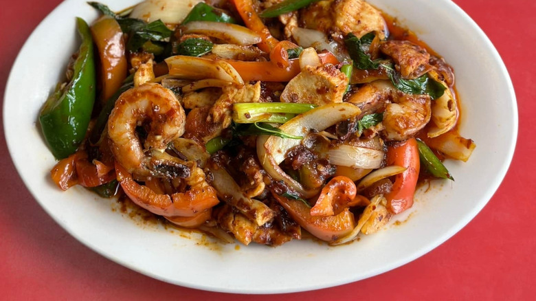 A seafood stir-fry dish from Cheng Heng Restaurant in Minneapolis