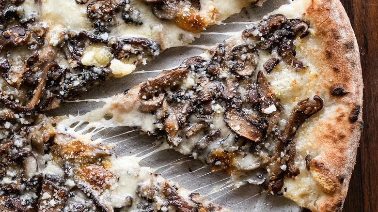 A slice of mushroom pizza from Young Joni in Minneapolis