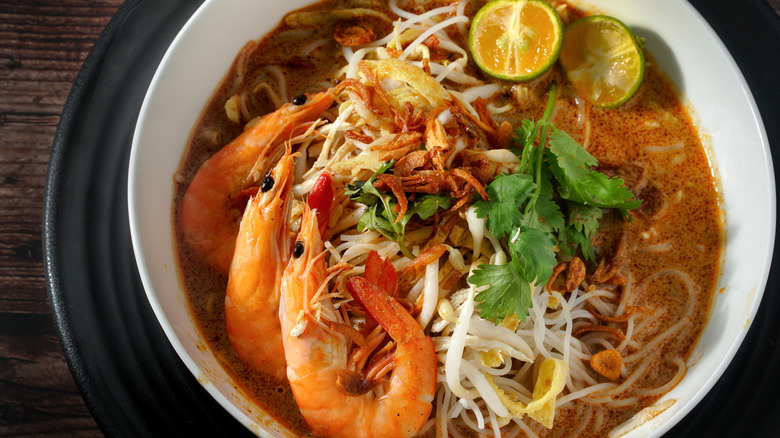 Sarawak laksa in bowl