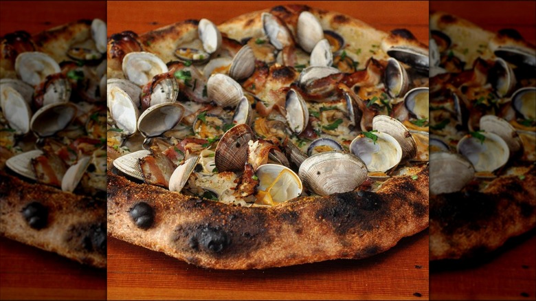Clam pizza pie at Apizza Scholls