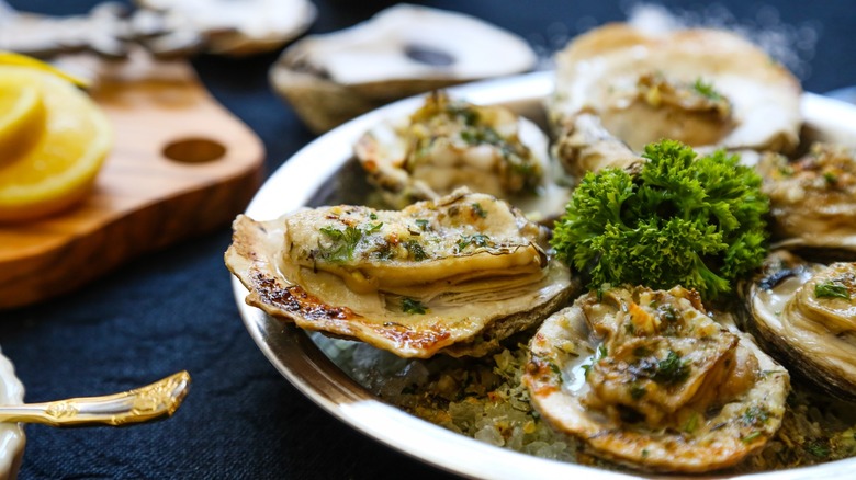 A plate of oysters from Antoine's Restaurant in New Orleans