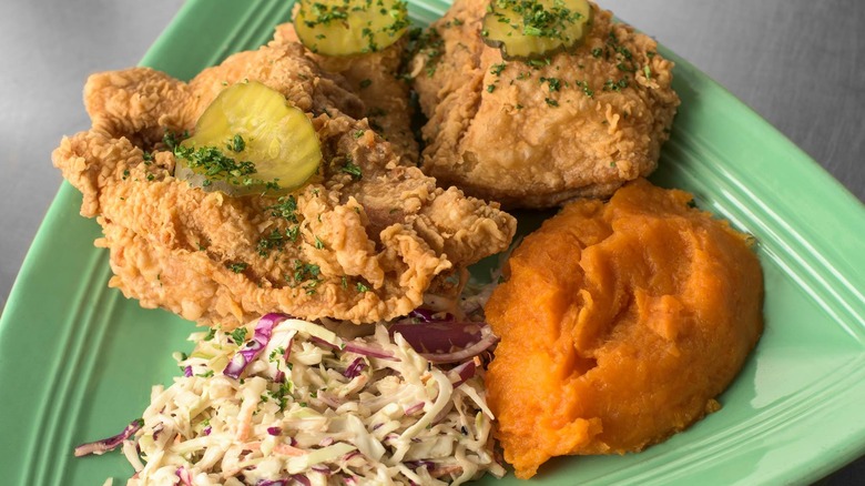 Fried chicken with coleslaw from Jacques-Imos Cafe in New Orleans