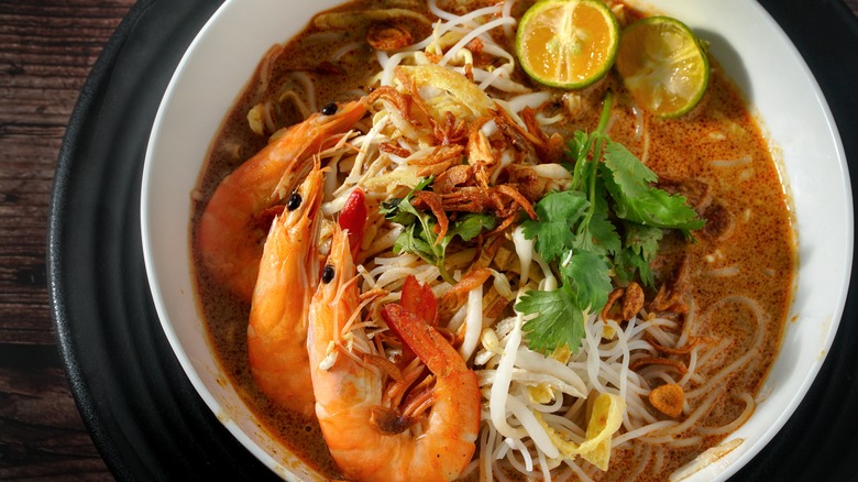 Sarawak laksa in bowl
