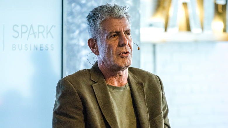Anthony Bourdain speaking at an event