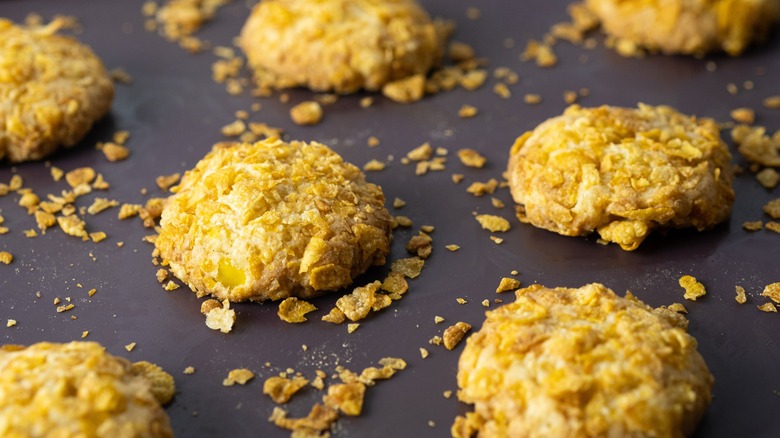 An array of cornflake cookies