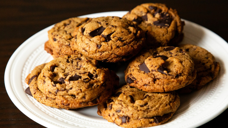 Chocolate chip cookies on a plate