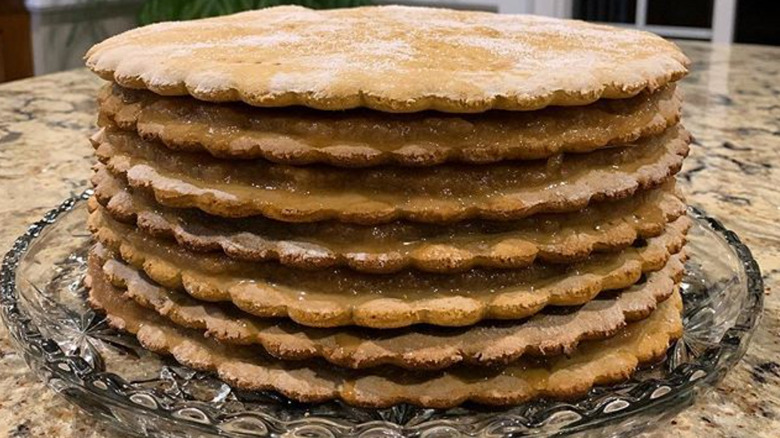 Apple stack cake on a plate