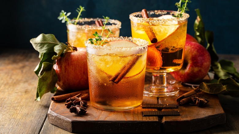apple cider margaritas with cinnamon sticks