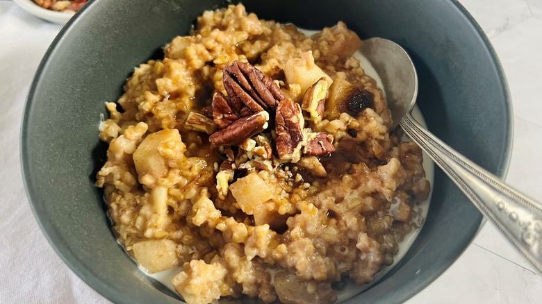 apple cinnamon oatmeal in bowl