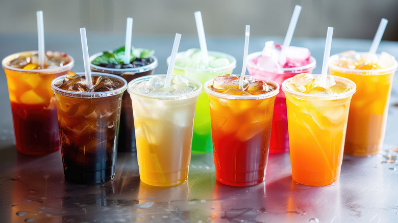 various drinks in cups