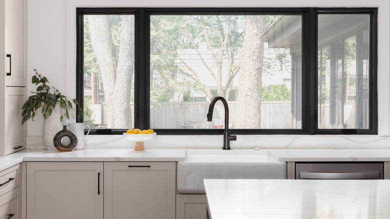 Compact apron sink in a modern kitchen