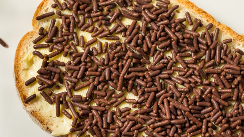 Dutch hagelslag, which is buttered bread with chocolate sprinkles