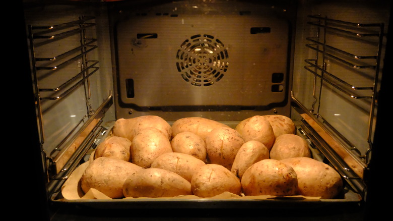 potatoes in an oven