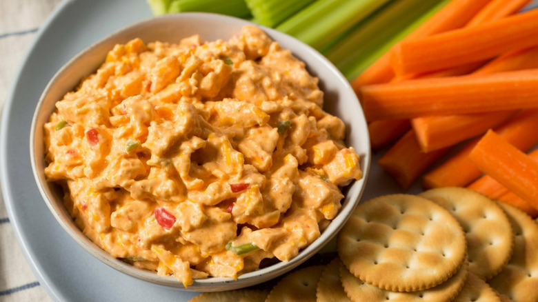 Pimento cheese with crackers