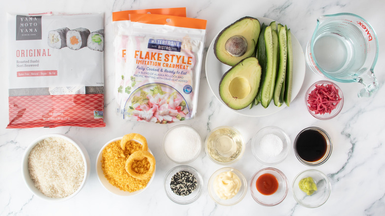 Ingredients for homemade California rolls
