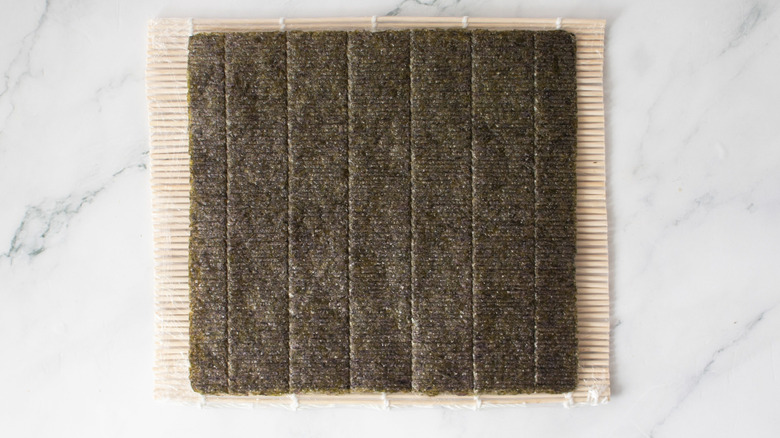 Nori sheet on bamboo mat