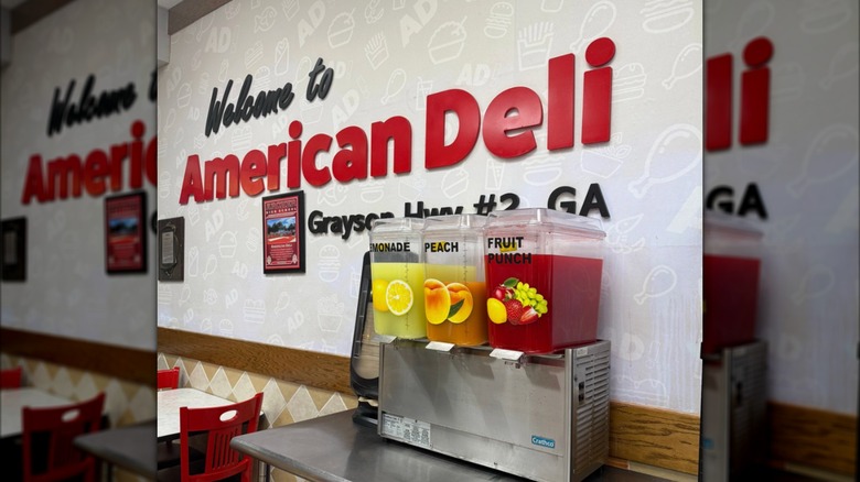 American Deli interior, with drinks