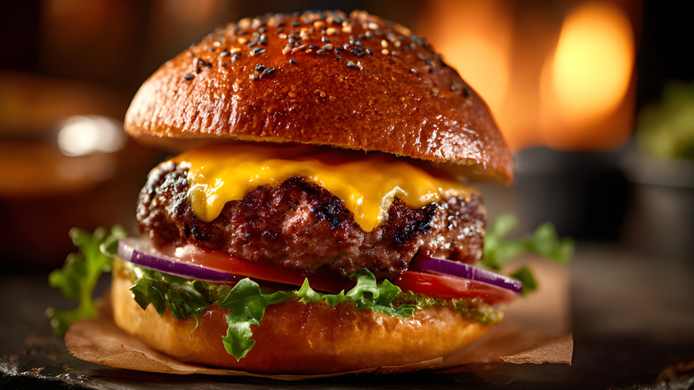 Cheeseburger on a seeded bun