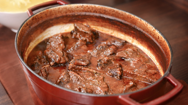 A dutch of oven braised short ribs