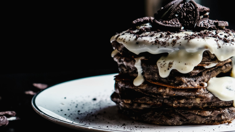 Stack of Oreo pancakes
